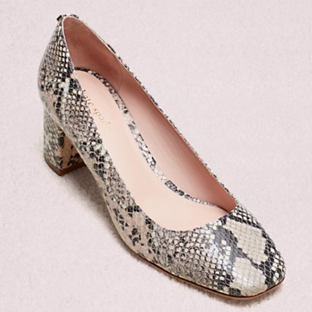 Kate Spade Kylah Pale Vellum Leather Snake Pumps - Picture 2 of 15